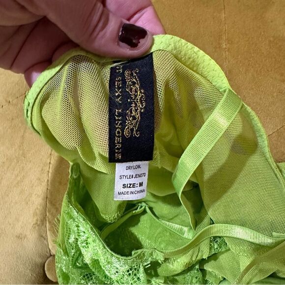Just Sexy Lingerie Neon Green NWT Lace Lingerie Size M - Picture 11 of 12